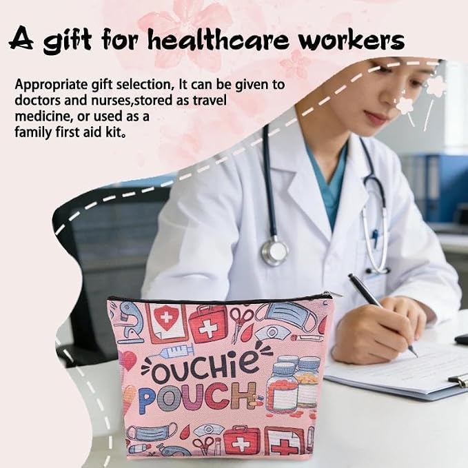 Small Ouchie Pouch Bag Canvas Medicine Storage Bags Wound Care Travel Bag Drug Storage Bags for Medicine First Aid Kit Zipper Pouches Emergency Pouch for Women Girls Doctor Nurse Pouches for Work