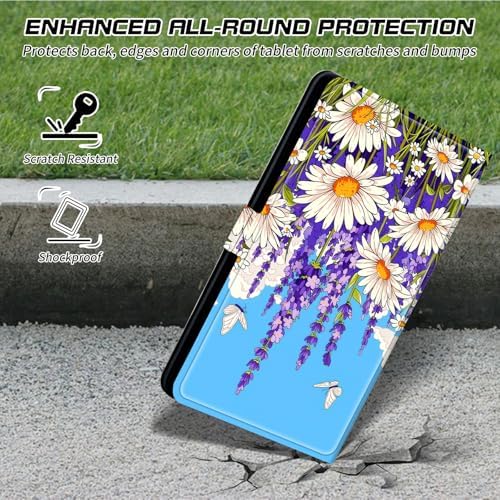 Universal Case for T-Mobile Revvl Tab 2 10.1" Model:9185W 2025/Revvl Tab 5G 10.36" 2023, 360 Degree Rotating Kickstand Protective Stand Leather Shell Cover for 9"-10.5", Blue Sky Lavender