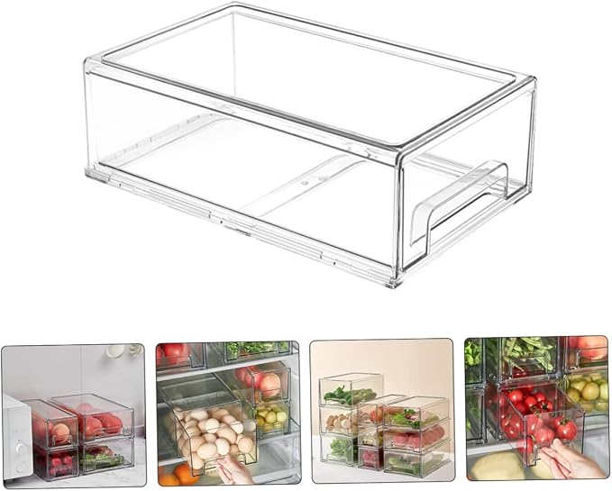HOMSFOU Fridge Space Saver Organizer Fridge Fruit Box Sealing Storage Bin Organizing Bin Large Capacity Design Space-saving Sturdy Pet Material