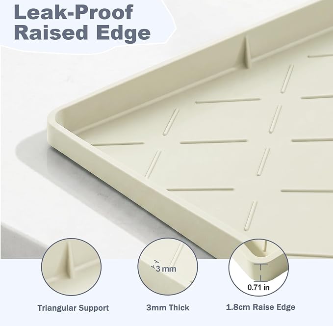 Extra Thick Under Sink Mat Waterproof with Raised Edge 19" x 22" | Silicone Multipurpose Mat for Kitchen, Bathroom, Pet Feeding, Shelf Protection & Organization, Boot & Plant Tray