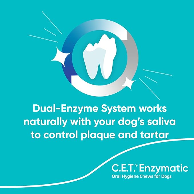 Virbac C.E.T.® Enzymatic Oral Hygiene Chews for Dogs, Large - Plaque & Tartar Control - Single Layer Beefhide with Exclusive Dual-Enzyme System & Tasty Chicken Flavor - Easy to Give Dog Dental Chew