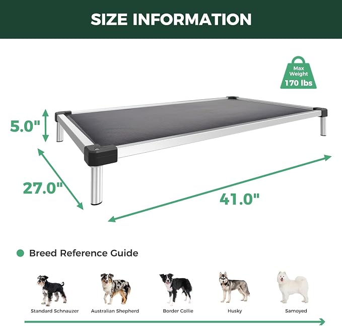 FXW TitanNest Padded Chew-Proof Elevated Dog Bed for Medium Dogs | Easy to Clean, Pre-assembly Raised Cot, Indoor/Outdoor/Camping, 41 x 27 x 5.0in