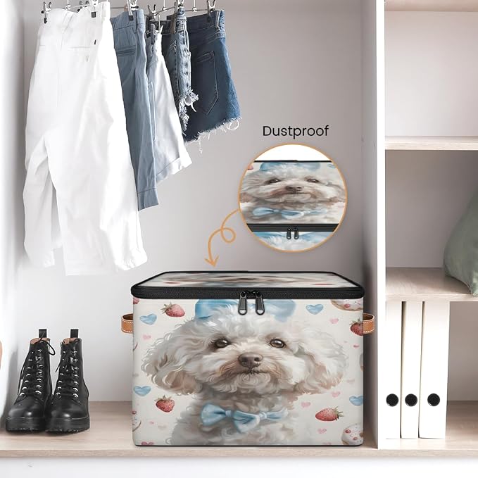 Cute Dog Storage Box with Zipper Lid