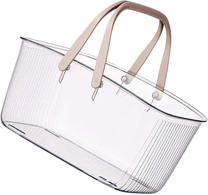 SUNGOOYUE Shower Caddy Basket with Handle, Clear PET Portable Shower Basket, Large Capacity Bathroom Organizer, 12.2 X 8.66 X 5.91 in for Dorm Bathroom Gym Travel