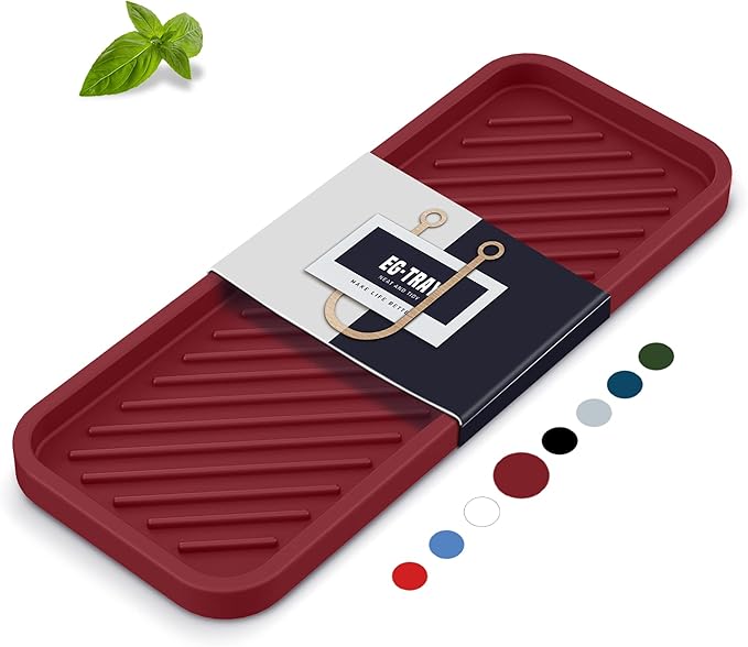 Silicone Sponge Holder, Kitchen Sink Organizer Tray（Mahogany）