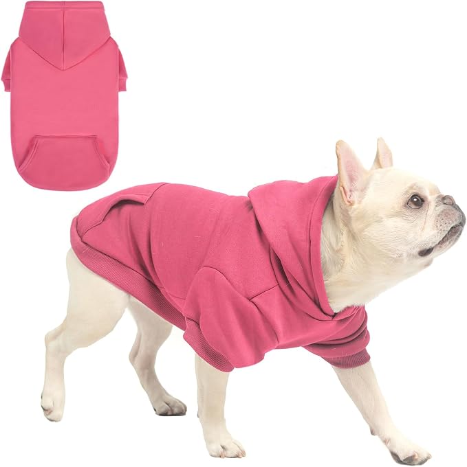 SCENEREAL Dog Hoodie Sweaters for Small Medium Large Size Dogs, Fleece Dog Sweatshirt with Hat and Pocket,Soft Cold Winter All Weather Dog Clothes for S to XL Sized Dogs, Pink M