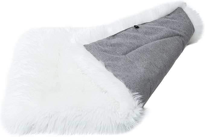 Fluffy Cat Bed Mat 19.6"x31.4" Furry Small Dog Cats Cushions for Indoor | White Faux Fur Fuzzy Puppy Pads for Pet Sleep