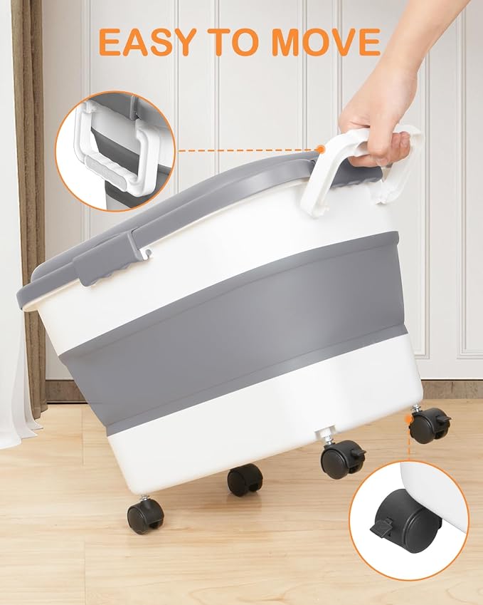15-23 Lbs Dog Food Storage Container Airtight,Collapsible Pet Food Storage | Dog Food Container with Double Seal & Magnetic Lid,Cat Food Container with Wheels & Handle for Easy Moving,Small Jar,Scoop