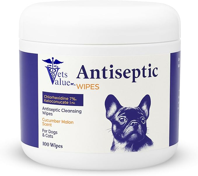 Veterinary Ear Cleaning Wipes for Dogs & Cats - Gentle Aloe-Based Cleanser for Routine Care, Freshness & Daily Ears Maintenance, Alcohol-Free, Hypoallergenic, 100 Count