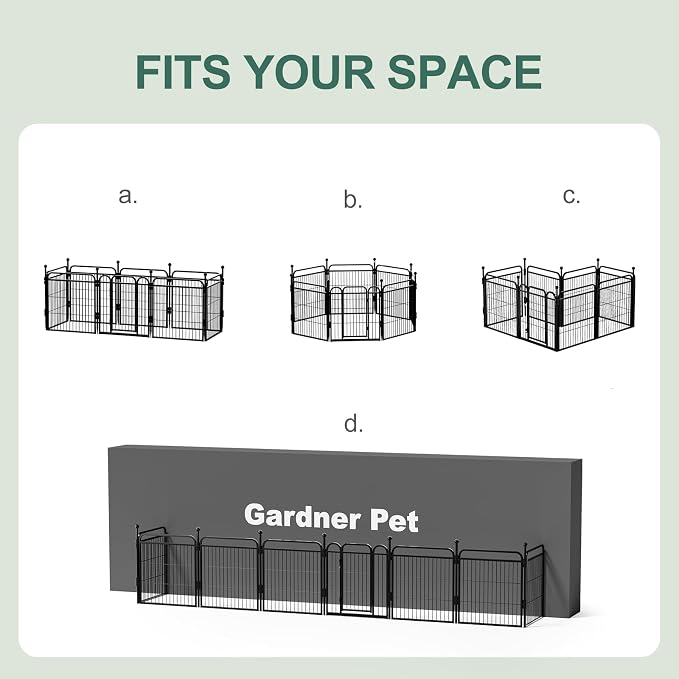 Gardner Pet Dog Playpens, 32" H 8 Panels Dog Pen Outdoor/Indoor Dog Fence Exercise Pen for Small/Medium/Large Dogs, Foldable Pet Play Yard Gate with Gravity Automatic Lock, Pet Playpen, Black