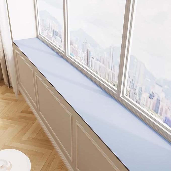 Cut-to-fit Narrow Window Sill Mat,Absorbent Window Sill Cushion Pad Non-Slip Backing,Customizable Decorative Window Sill Protector Cover for Dog Cat Pets(39" L x 4" W, Blue)