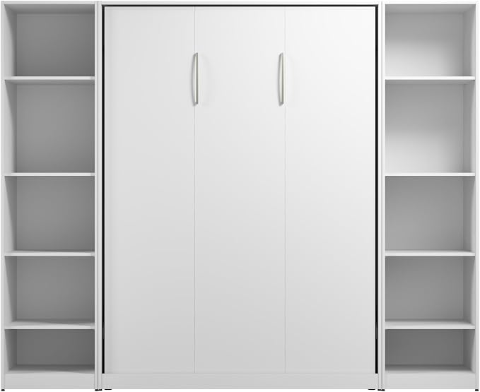 Bestar Full Murphy Bed with Closet Organizer, White, Claremont, 99W | Closet Organizers; supports up to 1000 lb; min. ceiling height 83 in.; dual piston mechanism; 10-year warranty