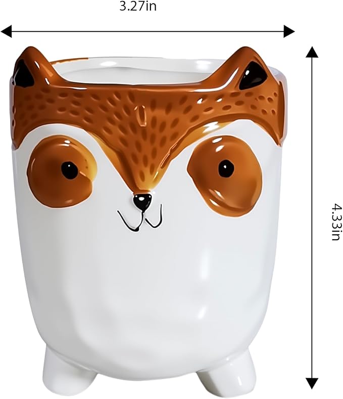 Ceramic Owl Shaped Pen Pencil Holder for Desk Decoration Accessories Owl Decor Makeup Brush Pen Cups Succulent Plant Pot Office School Ideal Gifts for Women, Mom or Birthdays