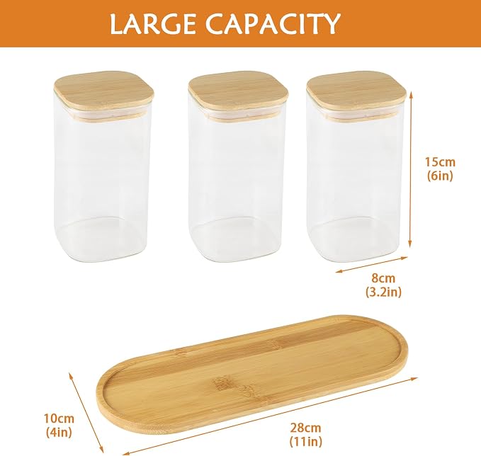 Dog Treat Container, Large Dog Treats Container, Farmhouse Wood Pet Treats Storage Organizer for Dog Food Storage Container, with 3 Glass Jars, Cat Dog Biscuit Dispenser, Great Gift for Pet Dog Owners