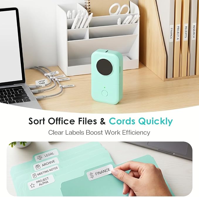 Phomemo Label Maker, D30 Bluetooth Mini Label Maker Machine with Tape | Portable Thermal Printer, Massive Templates Fonts Icon Labeler for Home Classroom School Office, Lightweight Rechargeable