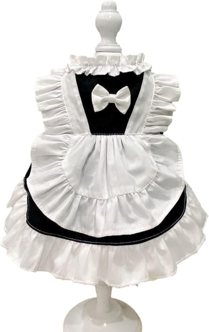 Pet Maid Outfit Cat Princess Dresses Adorable Costume for Cats Dogs Birthday Party, Black White XS