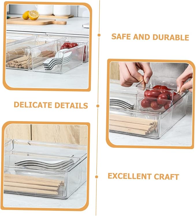 HOMSFOU 2pcs PET Drawer Organizing Boxes Dividers Desktop Storage for Office Supplies Makeup and Sundries for Home and Office Use
