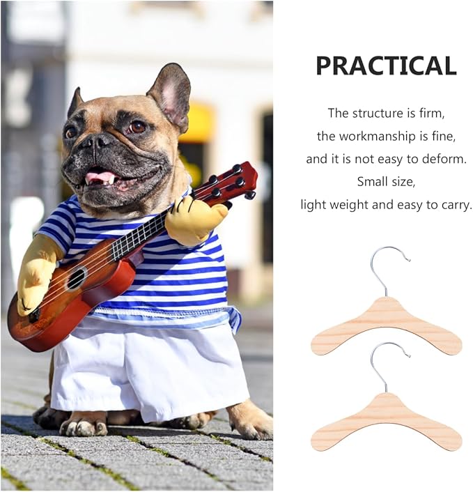 10 Pcs Wooden Dog Clothes Rack, Pet Apparel Hangers for Doll Dog Cat Clothes, Supply Organizer Hangers (Large)