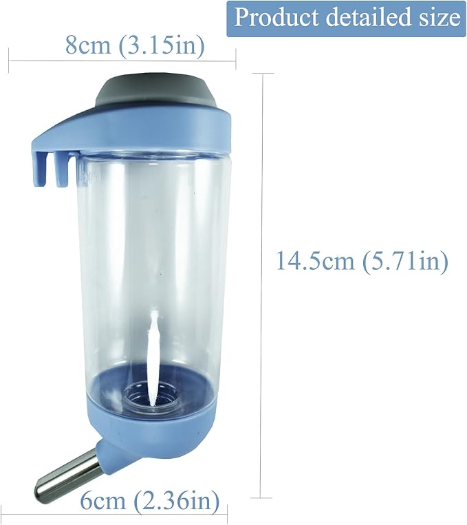 Dog Crate Water Bottle Dispenser - No Drip Dog Kennel Water Dispenser & Cage Bottle - Easy-to-Use Water Bottle for Cat Crate - Perfect for Keeping Your Pet Hydrated (Blue)-350ML