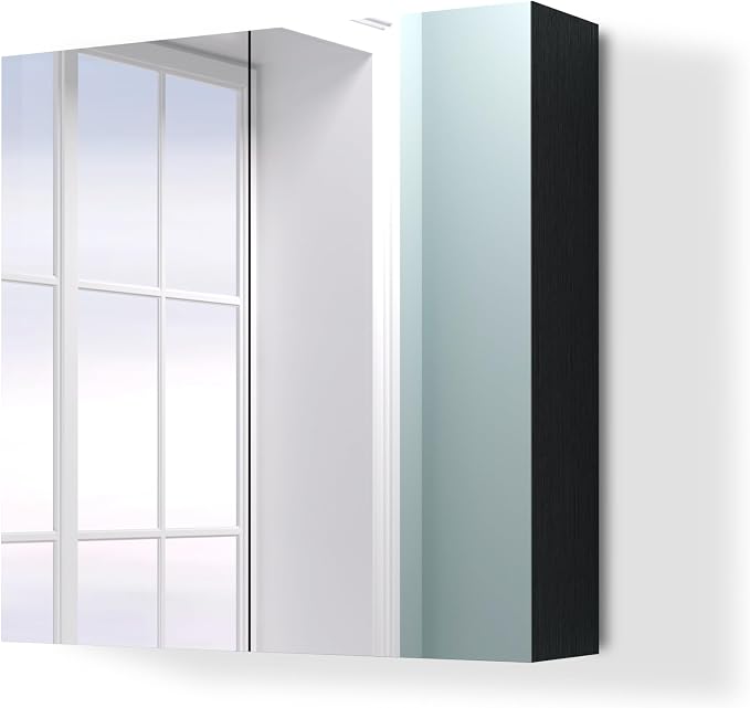 24x24 inch Bathroom Wall Cabinet, Saver Storage Cabinet, Medicine Cabinet with 2 Door and Adjustable Shelves, Black（Assembly Required）