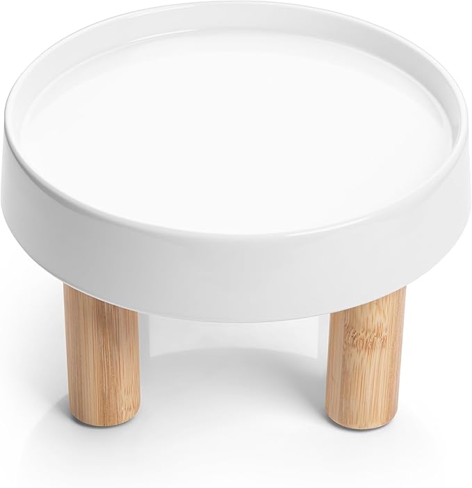 CatGuru Food Table for Cat Bowls, Elevated Feeding Station for Cat Food Bowl, Raised Stand for Food and Water Bowls, Pet Feeder for Indoor Cats, Stress Free Stand for Pet Dishes (Marshmallow, High)