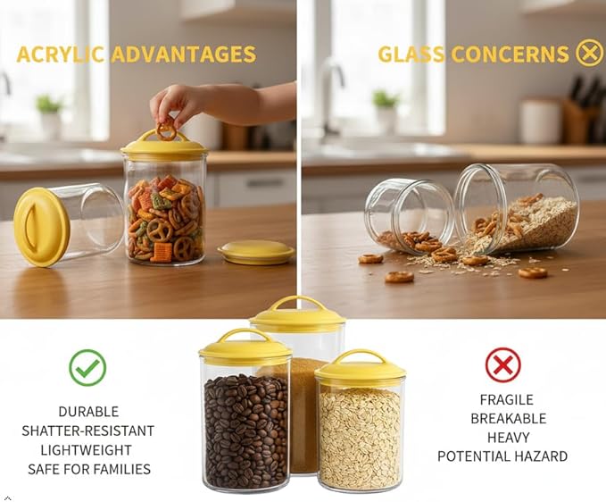 Food Storage Containers, BPA Free Airtight Canisters for Cereal, Pasta, Sugar, Coffee, Flour, Cookies, Loose Tea, for Kitchen Organization, Set of 3 by Reston Lloyd, Red