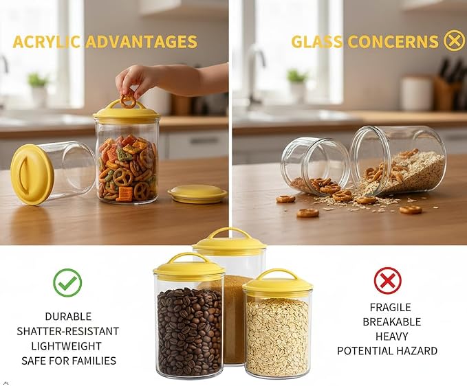 Reston Lloyd Food Storage Containers, BPA Free Airtight Canisters for Cereal, Pasta, Sugar, Coffee, Flour, Cookies, Loose Tea, for Kitchen Organization, Set of 3, White