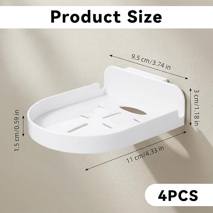 4 Pack Adhesive Security Camera Wall Mount, Universal Monitor Brackets with Cable Clips Self Adhesive Versatile Surveillance Holder Small Wall Shelf for Bedroom Kitchen Living Room White