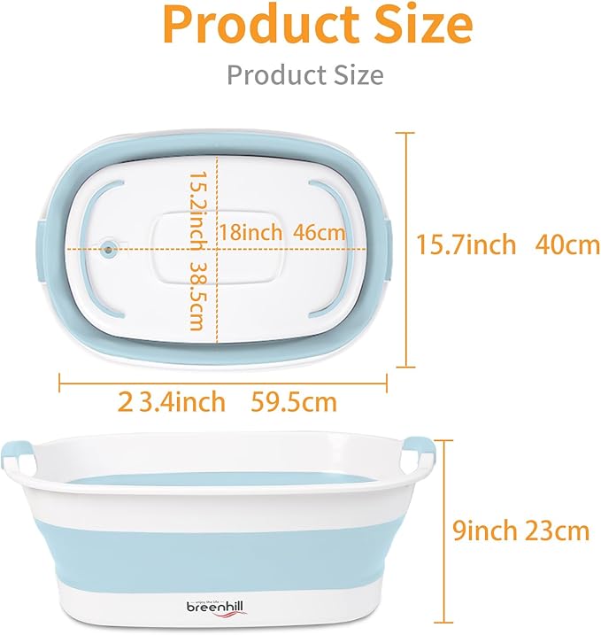 Collapsible Dog Bath Tub, Portable Puppy Bathtub with Drain Plug, Blue | Collapsible and Portable,Easy Water Drainage,For Small Dogs, Puppies and Cats, Indoor and Outdoor Use, Space-Saving Storage