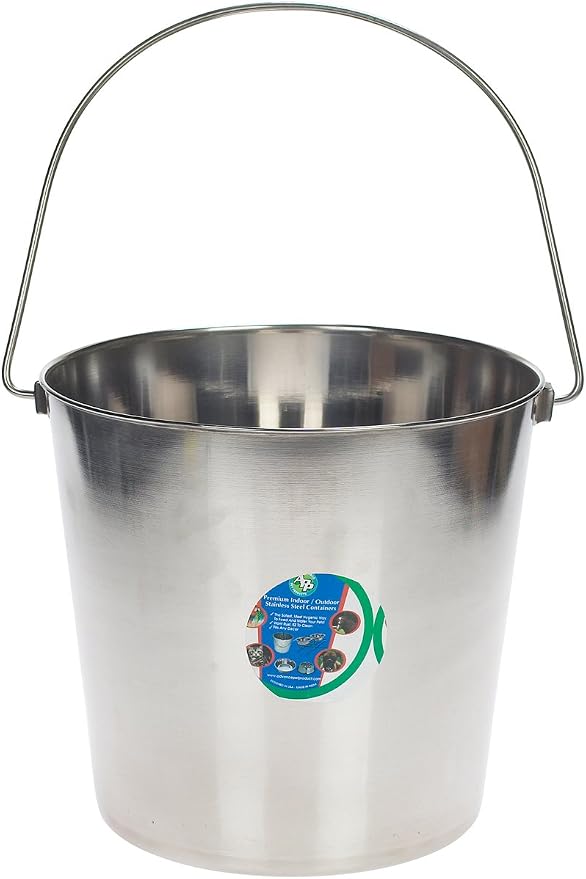 Advance Pet 16 Qt (4 Gal) Stainless Steel Bucket – Heavy Duty, Rust Resistant, Dishwasher Safe for Dogs, Livestock & Kennels