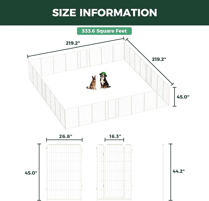 FXW Homeplus Indoor Dog Playpen, 45" H, 32 Panels, for Large Dogs | Stress-free play, Heavy-duty, Semi-open design, Easy setup, Threshold-free gate, Expandable, Patented