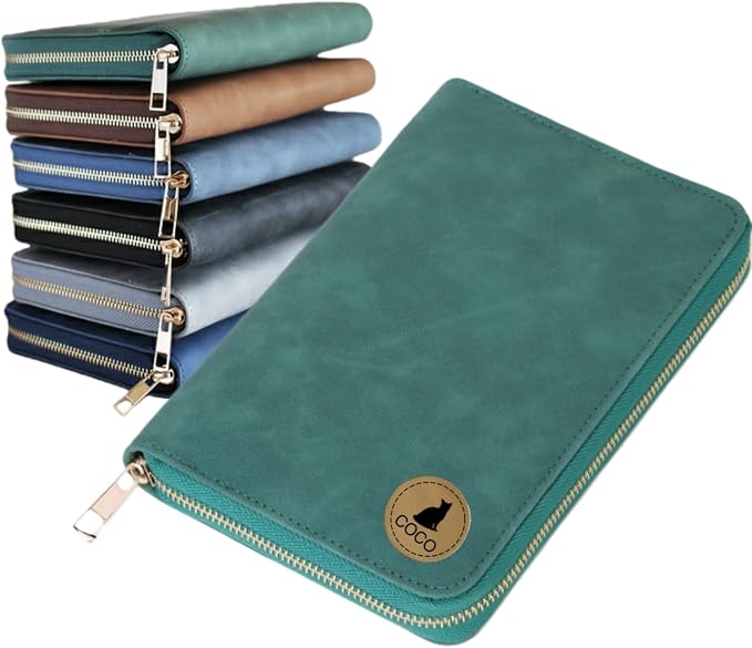 TSD Custom Pet Health Record Holder Bag Personalized Vaccine Card Wallet Engraved with Pet Name A6 Leather Pouch for Dog Cat Vet Travel Organizer
