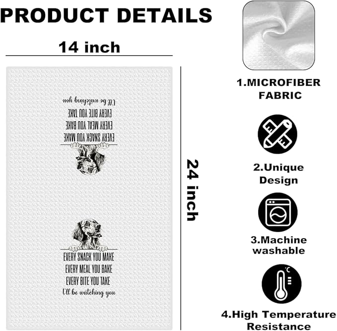English Setter Dog Kitchen Towels 24x14 Inch, English Setter Gifts Dish Towels Dishcloth, Funny Dog Every Meal You Make Cloth Hand Towels Tea Towels for Bathroom Kitchen, for Dog Lovers