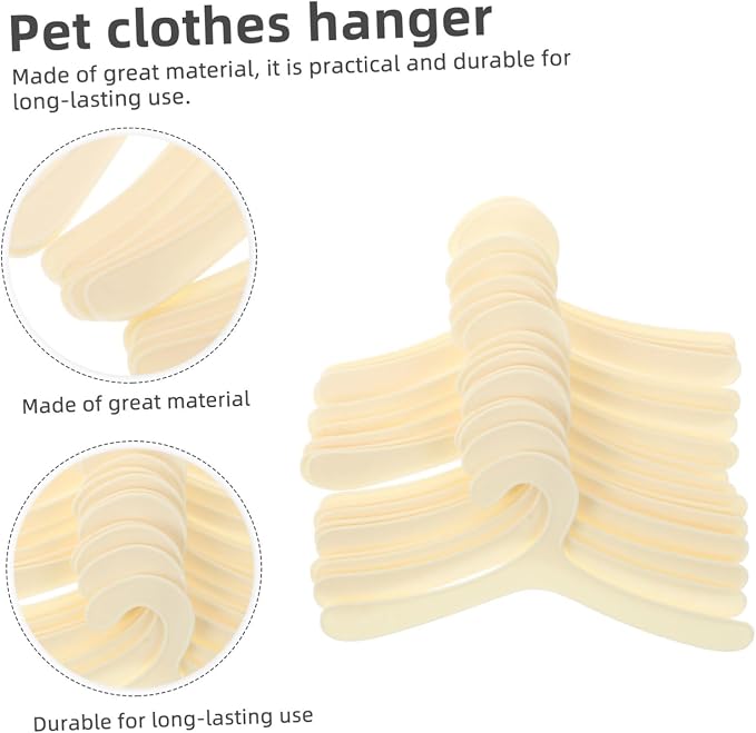 ORFOFE 20pcs Pet Clothes Hangers for Dogs Plastic Puppy Apparel Storage Rack Dog Clothing Organizer Lightweight and Portable Pet Clothes Hanger