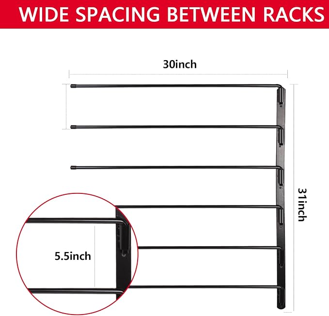 TOMESHA Saddle Pad Rack-Horse Blanket Holder,Extra-Long Rack Arms for Various Accessories,Heavy Duty 180 Degree Swing-Out Wall Mount,Six (6) Well-Spaced,Storage Rack Stand Wall Mount