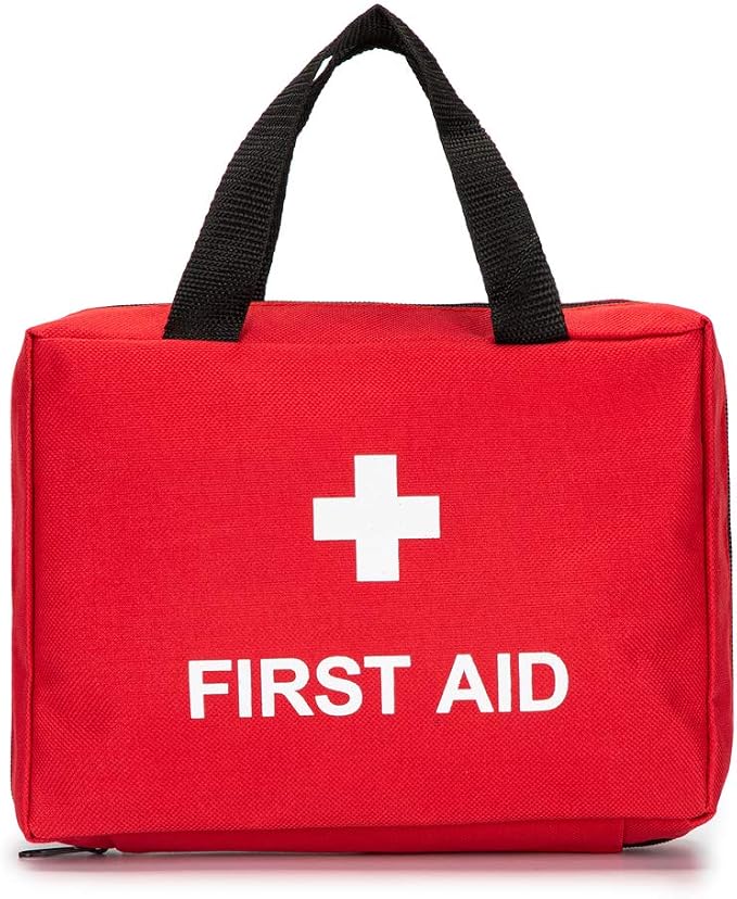 Red First Aid Bag Empty Travel Rescue Pouch First Responder Storage Medicine Emergency Bag for Car Home Office Kitchen Sport Outdoors (Red)
