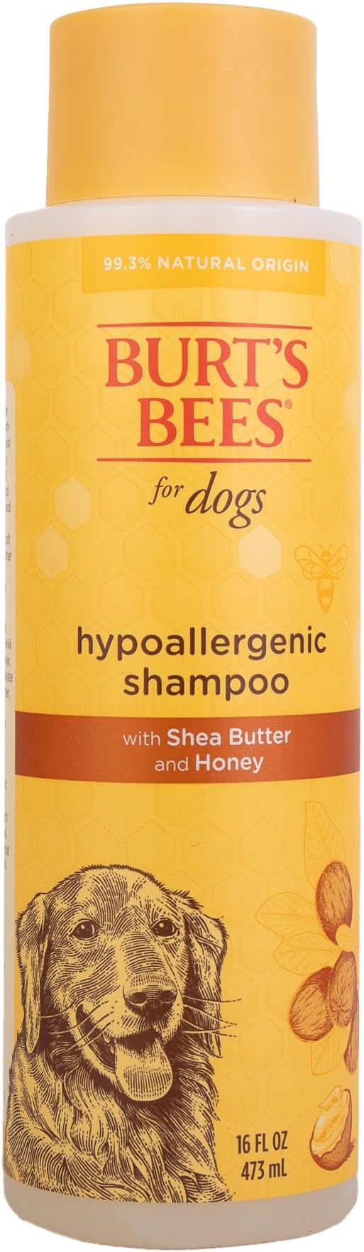 Burt's Bees for Pets Hypoallergenic Dog Shampoo with Shea Butter and Honey, Gentle Fragrance Free Shampoo for Sensitive Dogs with 95% Natural Origin Skin and Coat Formula, 16 Fl Oz