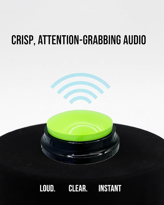 Dog Talk Buttons Voice Recording Button for Communication and Pet Training 30-Second Record & Playback Talking Button for Study, Office, Family, and Kids (Green, one)