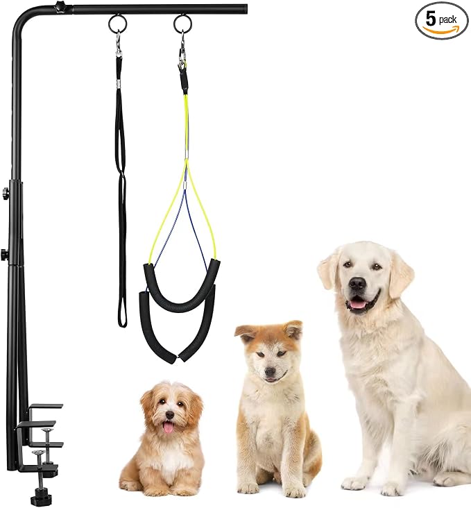 Adjustable Pet Grooming Arm with Clamp for Small & Medium Large Dogs,35" | Dog Grooming Arm,Grooming Loop & No Sit Haunch Holder Dog Grooming Station with Clamp for Home Use,Nail Trimming & Drying