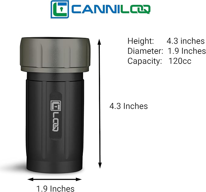 TXD120 Airtight Storage Jar and Smell Proof Container Keeps Herbs Fresh for Months, 120ml, Gray Body, Black Cap