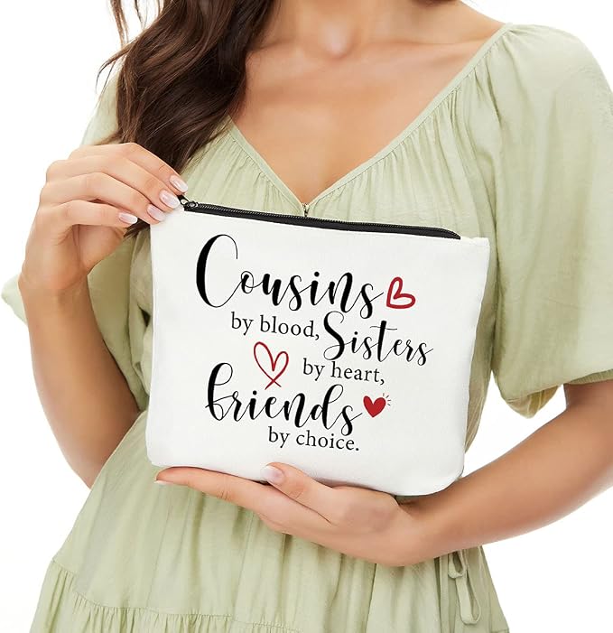 Cousin Gifts Makeup Bag Friends Gifts Cosmetic Bag Travel Toiletry Pouch | Hanksgiving Christmas Graduation Wedding Friendship Birthday Gifts for Women Girls Sisters Cousin Family Cosmetic Pouch