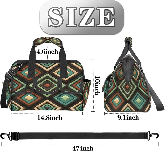 Geometric Shapes Heavy Duty Tool Bag 14.8 Inch Mid Century Modern Portable Soft Tool Box Organizer Storage with Adjustable Shoulder Strap