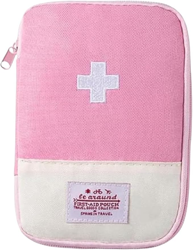 1 Pack First Aid Bag Empty, Empty First Aid Pouch, Mini Portable Medical Bag for Outdoor Camping Hiking Traveling Emergency Bag (Pink - Small) Sports and Outdoors