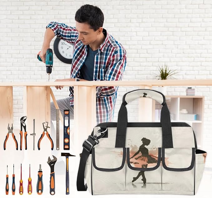 Dance Ballet Heavy Duty Tool Bag 14.8 Inch Ballerina Portable Soft Tool Box Organizer Storage with Adjustable Shoulder Strap