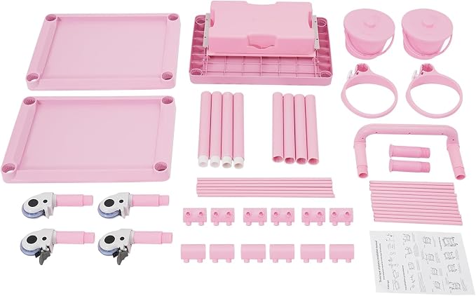 Mobile Salon Storage Cart with Wheel and Drawer, Portable 3-Tier Professional Trolleys, 176 Lbs Load Utility Tool, for Barber Stores, Spas, Homes, Beauty Store, Pet Shops (Pink)