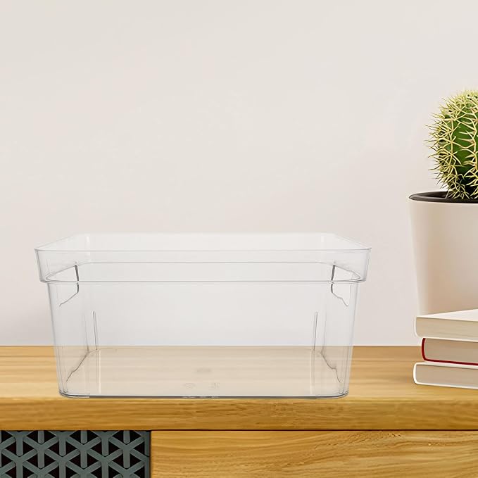 Healifty Pet Storage Box Organizer with Large Capacity and Portable Handle for Home and Office Use, Multi-purpose Plastic Stationery and Toiletry Storage Container