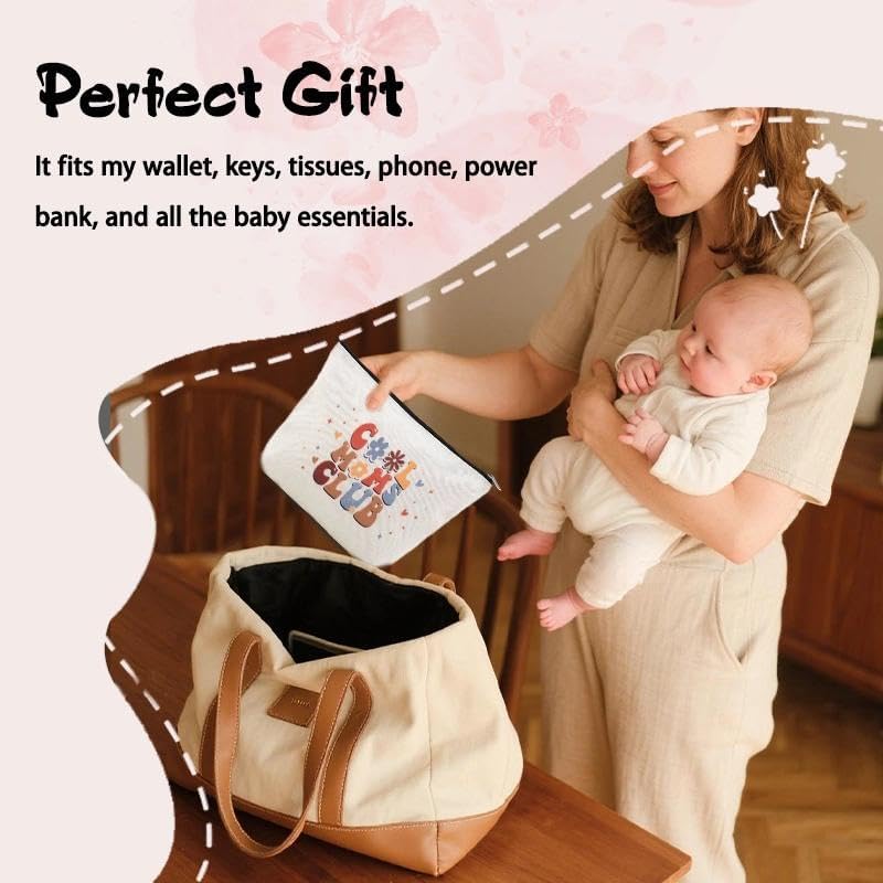 Cool Mom Club Bag Gift Mothers Day Gifts for Mom from Daughter Son New Mom Essentials Must Haves Mother Cosmetic Pouch Mother Travel Makeup Toiletry Bag Mama Christmas Birthday Gift Idea Mommy Present