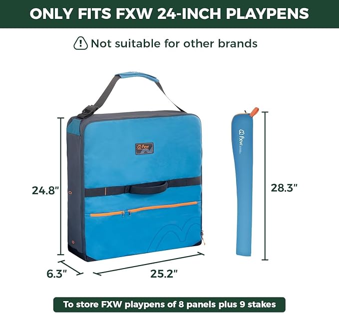 FXW Dog Playpen Storage Bag, Designed for RV Trips, Blue, 2 Packs | Fits FXW Pens Only(24" H 8 Panels & 9 Stakes), Comfortable Carry, Neat Storage, Wear-Resistant, Patented