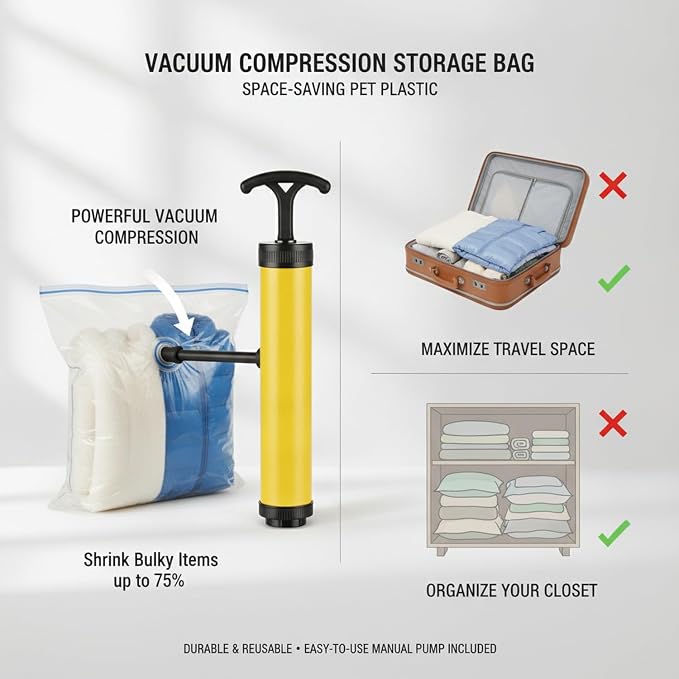Quick-Compress Vacuum Storage Bag for Easy Packing, Space-Saving PET Travel Organizer (1 Piece)