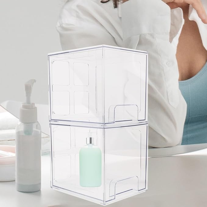 Beaupretty 2 Pcs Makeup Organizer Drawers Desktop Cosmetic Organizer Box with Large Storage Capacity and Pet Material for Easy Cleaning and Stylish Vanity Storage